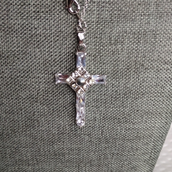 Sterling Silver Plated Cross Pendant Necklace - Picture 3 of 7